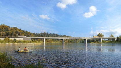 B 90, Ausbau bei Saaldorf: Visualisierung der neuen Brücke über den Bleilochstausee